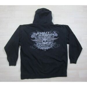 Harley-Davidson Full Zip Hoodie Sweatshirt Men's (XL) Motorcycles Las Vegas Y2K